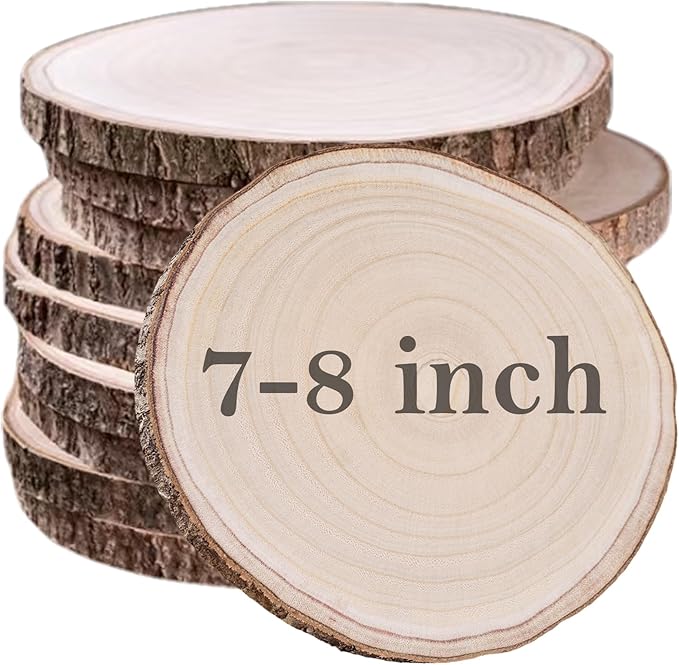 10 Pcs Natural Paulownia Wood Slices 7-8 Inches,Wood Slices for Centerpieces Table Decorations,Unfinished Rounds Wood for Crafts,Wood Slice for Rustic Wedding Decoration Projects