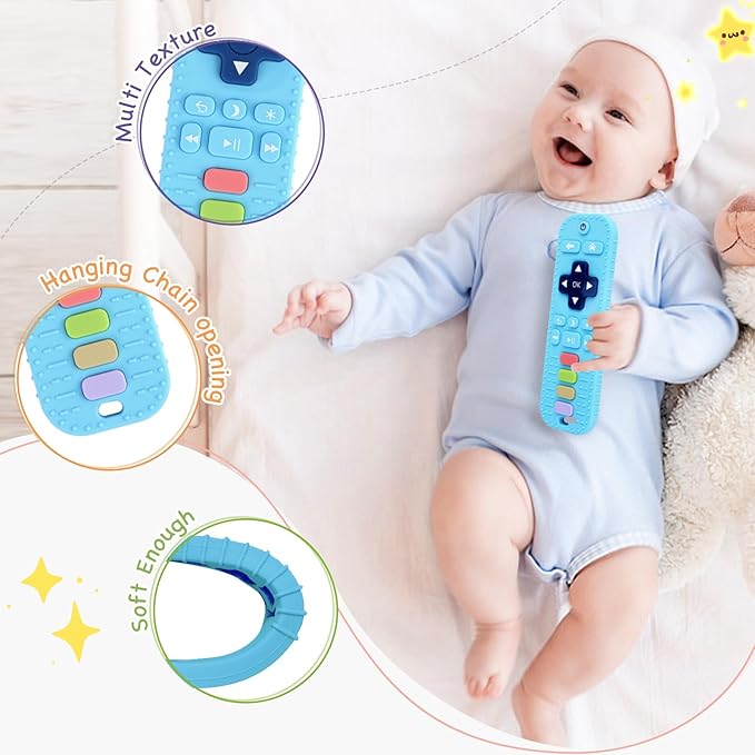 Hooku Silicone Teethers for Babies 0-6 Months, Teething Toys for Babies 6-12 Months, Baby Remote Control Toy, Infant Toys 0-3 Months, Sensory Chew Toys, Toddler Newborn Baby Girl Boy Gifts