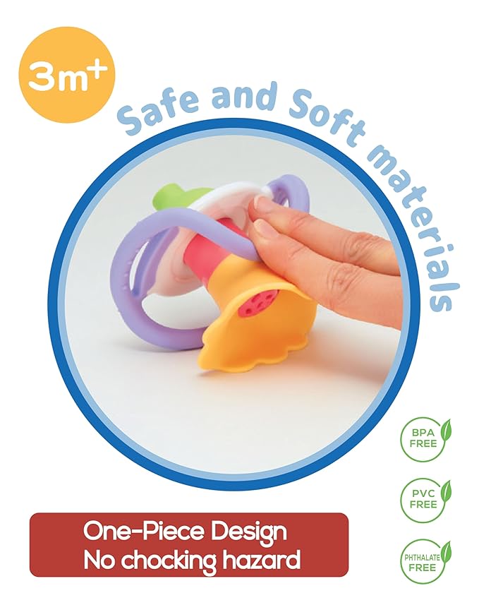 BaBeloved Flower Whistle Baby Teething Toys Multiple Sensory Montessori Baby Teether Toys Soft Food-Grade Teethers for Babies Blow Sound Teething Relief, Chewing Toy for Babies 0-12 Months, BPA Free