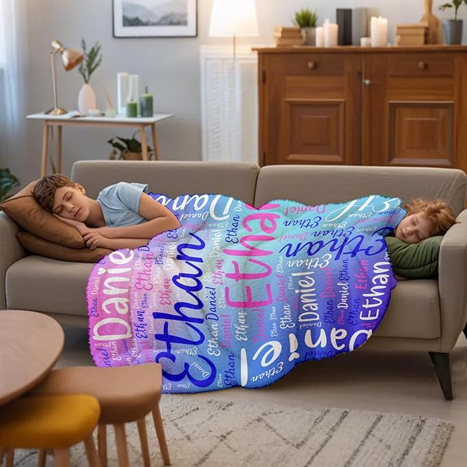 Ships Next Day, Custom Name Blanket for Kids Teen Girls Boys Adults - Printed in USA, Personalized Baby Blanket, Soft & Cozy Blankets Customized Easter Christmas Birthday Gifts for Toddlers Women Men