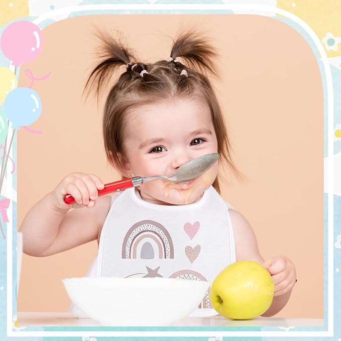 Toulite White Bibs for Baby Washable Reusable Waterproof Cotton Feeder Bibs with Double Sided Design(30 Pcs)