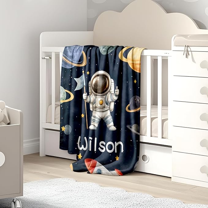 Ship Next Day, Personalized Baby Blanket for Boys Girls - Printed in USA, Custom Baby Blanket with Name Super Soft Plush Flannel, Easter Christmas Brithday Gifts for Baby Shower Kids Toddlers Newborn