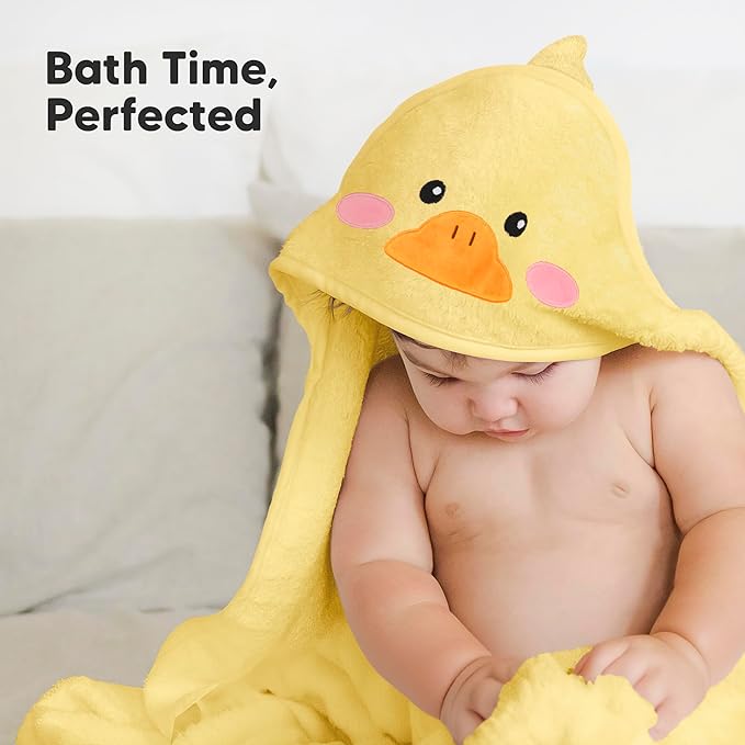 KeaBabies Hooded Baby Towel for Newborn - Viscose Derived from Bamboo Large Baby Bath Towels with Hood for Boys, Girls, Toddler, Extra Absorbent & Soft Newborn Bath Essentials (Duck)