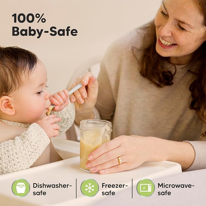 KeaBabies 4pk 8oz & 4pk 4oz Glass Baby Food Containers with Lids - Leak-Proof, Microwavable Small Glass Jars, Baby Purees & Toddler Snack Storage Containers,BPA-Free,Dishwasher & Freezer Safe(Roseate)
