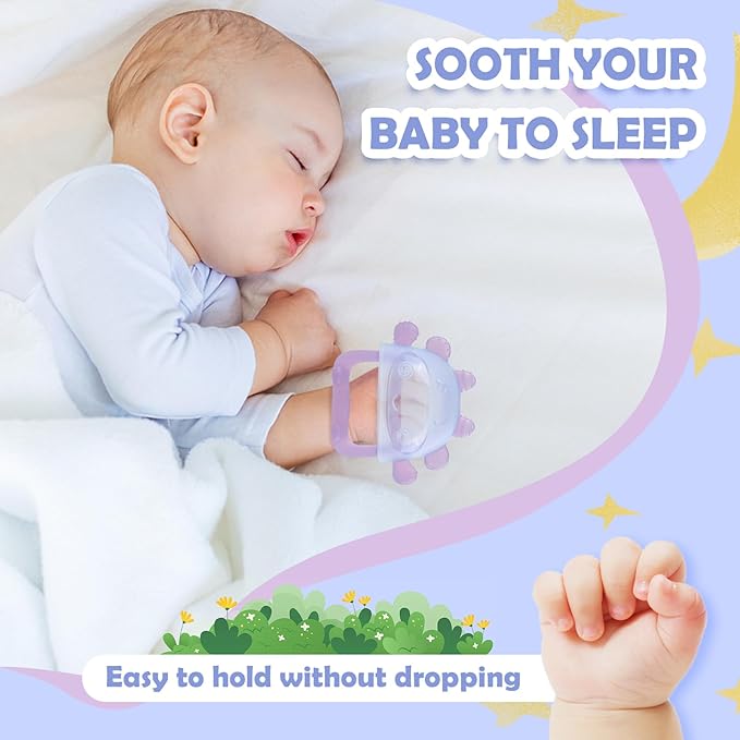 Anboor Baby Teething Toys, Silicone Teethers for Babies Anti Dropping Hand Teether, Infant Baby Chew Toys for Teething Relief, Ideal Present for Newborn Soon-to-be Mothers(Purple)