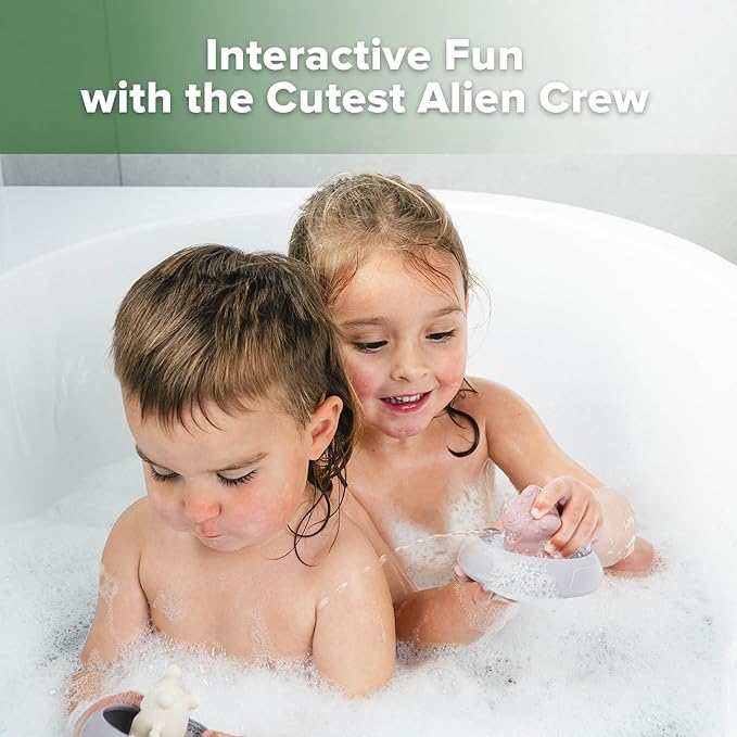 Haakaa Squeeze Alien Explorers Baby Bath Toys, Food Grade Silicone Toddler Bath Toys for Bathtubs/Swimming Pools/Beaches, Detachable Mold Free Floating Tub Toys for Kids Ages 1-3 (Nova+Jupiter)