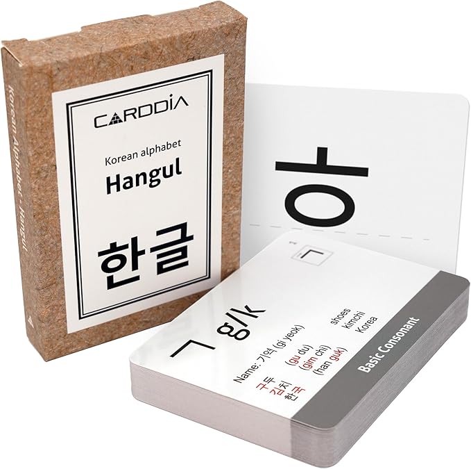 CARDDIA | Korean Alphabet - Hangul Flashcards | Learn All Consonants & Vowels | Perfect for Self-Study, Beginners & Teachers | Study Korean Language Effectively and Easily