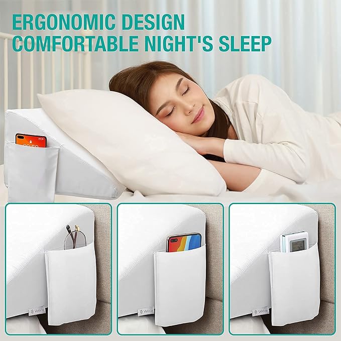 Vekkia Twin Size Bed Wedge Pillow Gap Filler/Headboard Pillow/Mattress Wedge Fill Gap (0-6") Between Headboard and Mattress (White)