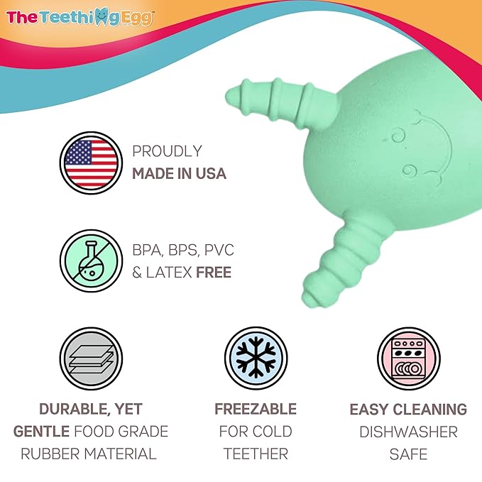 The Official Molar Magician Baby Teether - Freezable Molar Teething Toy for Baby, Infant & Toddler - Made in The USA - Sensory Toy 3-12, up to 18 Months, Mint