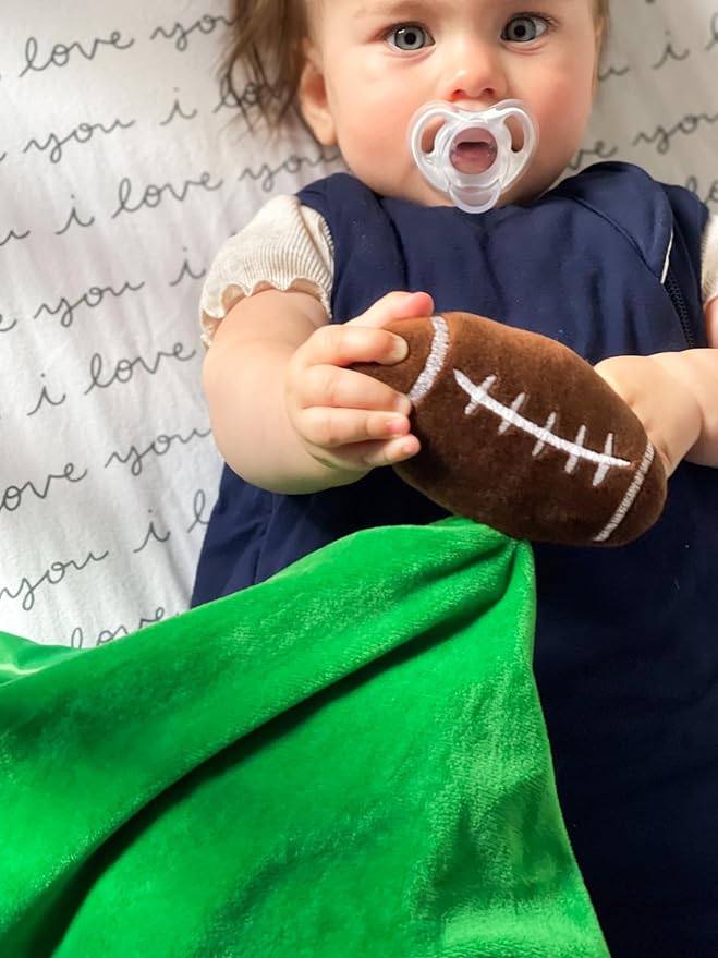 Yikestwins Football Lovey Blanket for Baby | Large 20" x 20" Baby Lovey Unisex | Cute Football Security Blanket for Babies and Toddlers