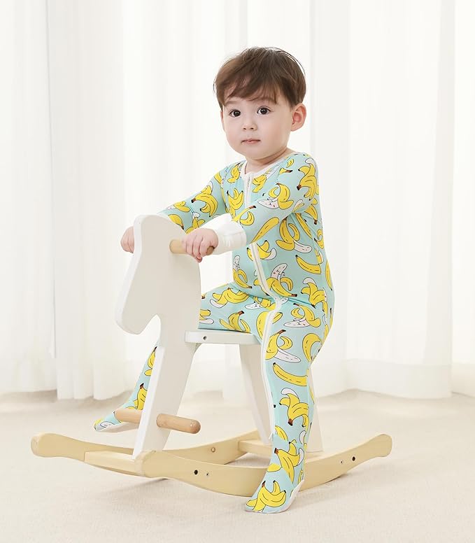 Baby Boys Girls Romper-Viscose Made from Bamboo, Long Sleeve Jumpsuits Soft Footless Rompers, Unisex