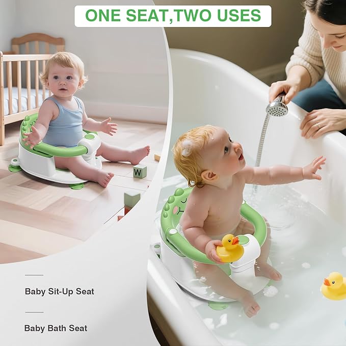 Baby Bath Seat for Babies 5 Months & Up - Non-Slip Bath Seat for Sitting Up with Baby Essentials Kit, Soft Cushion & Compact Design, Toddler Bathtub Seat