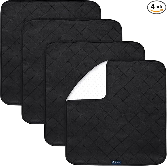 Waterproof Incontinence Chair Pads, 22" x 21" Wheelchair Reusable Seat Pads Cover, Washable Nursery Seat Protector, 4 Pack Black