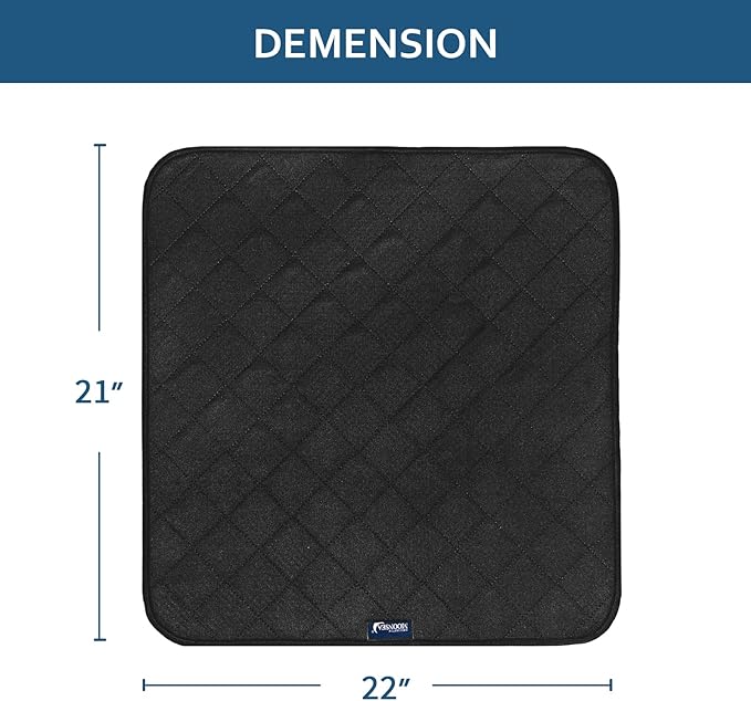 Waterproof Incontinence Chair Pads, 22" x 21" Wheelchair Reusable Seat Pads Cover, Washable Nursery Seat Protector, 4 Pack Black