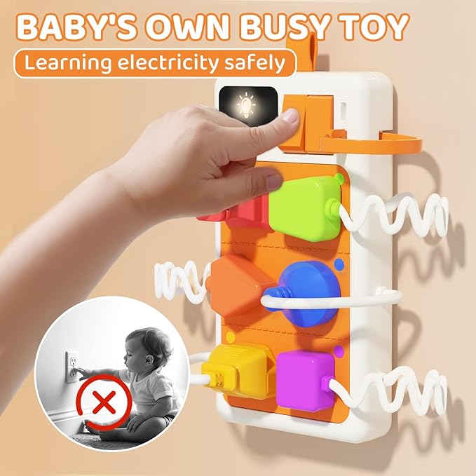 Montessori Toddler Busy Board, Travel Toys for Toddlers Boys and Girls, Sensory Board Educational Toy, Montessori Toys for 2 Year Old