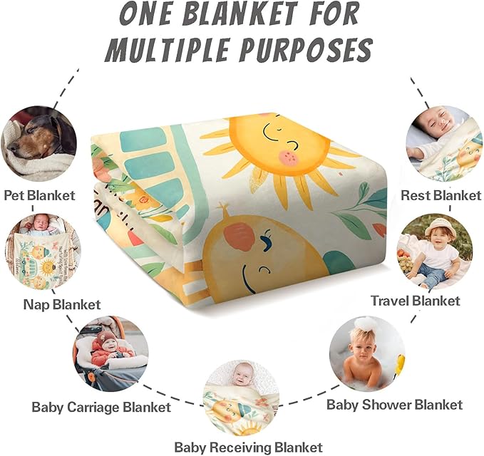 Ship Next Day, Personalized Baby Blanket for Boys Girls - Printed in USA, Custom Baby Blanket with Name Super Soft Plush Flannel, Easter Christmas Brithday Gifts for Baby Shower Kids Toddlers Newborn