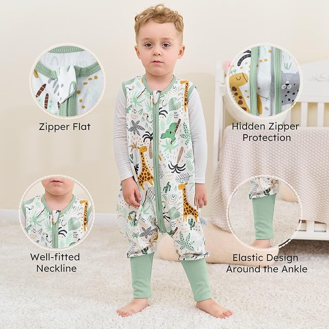 Yoofoss Toddler Sleep Sack with Feet 12-24 Months 100% Organic Cotton Baby Sleep Sack with Legs Toddler Wearable Blanket with 2-Way Zipper