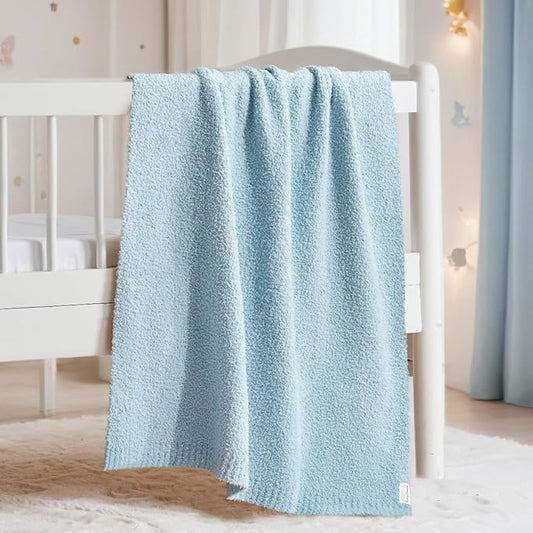 EVERGRACE Soft Plush Baby Blanket for Boys Girls, Double-Sided Fleece Fuzzy Toddler Nursery Blanket Lightweight Warm Cozy Throw Blanket for Baby Crib, Couch, Bed, Pearl Blue, 30"x40"