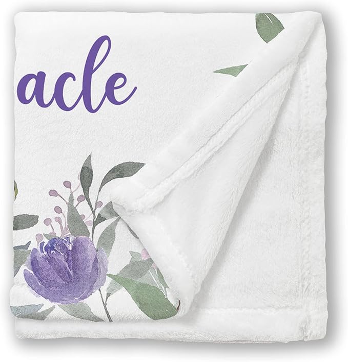 Arteaga Personalized Baby Blanket for Girls - Customized Purple Elephant Design - Super Soft Plush Fleece, 30''x40'' for Newborn, New Mom