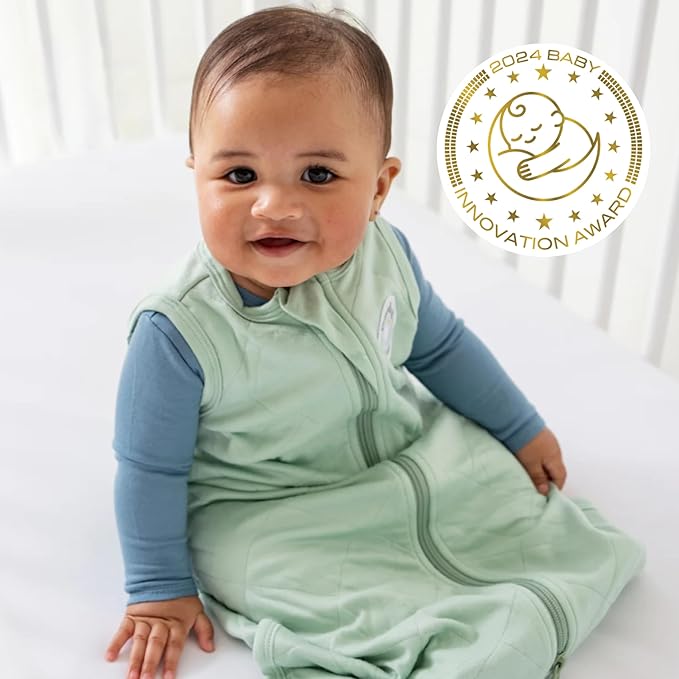 Dreamland Baby Lightweight Bamboo Viscose Sleep Sack (6-12 Months). 1.0 TOG Ultra Soft Blanket w/ 2-Way Zipper. 95% Viscose, 5% Spandex (Sage)