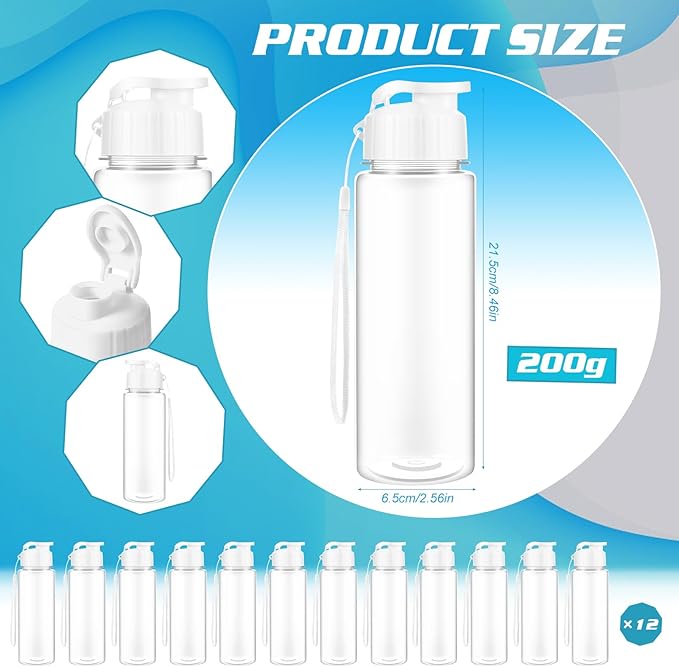 Olgaa 12 Pack Water Bottles Bulk 17 oz End of the Year Gifts for Students Kids from Teacher Reusable Leak Portable Plastic Sports Summer Drink Water Bottles with Handle Strap for Cycling Camping