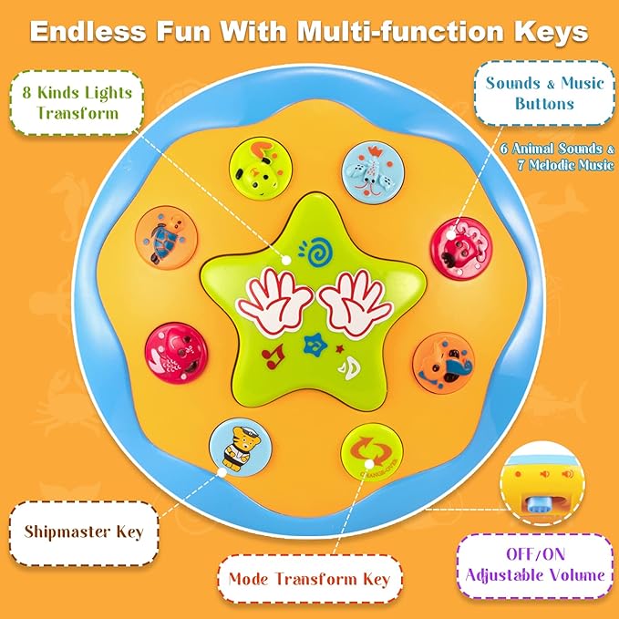 Baby Toys 6 to 12 Months Ocean Projector Baby Light Up Toys Musical Tummy Time Infant Toys 3-6 6-12 12-18 Months 6 7 8 9 Month One Year Old Birthday Gifts Boys Girls