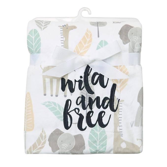 Lambs & Ivy Jungle Friends Elephant/Giraffe Safari Soft Fleece Baby Blanket