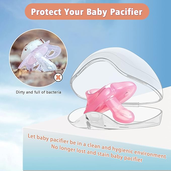 Smlpuame Pacifier Case,4 Pack BPA Free Pacifier Holder Case,Transparent Container Box for Baby Binky(Not Included),Essential Pacifier Accessories,Alway Keep Paci Clean,Easy to Clean(Transparent)