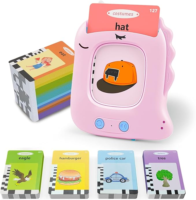 Toddler Toys Talking Flash Cards for Age 1 2 3 4 5 Years Old Boys and Girls, Montessori Language Learning with 224 Words, Pocket Speech Therapy and Autism Sensory Toys, Educational Gifts for Kids