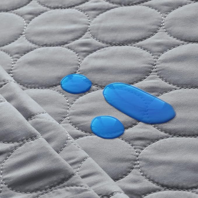 Mini Crib Mattress Protector Sheets Waterproof 2 Pack, Quilted Pack and Play Mattress Pad Cover Fits for Baby Mini Crib/Playen/Pack and Play Mattress, Grey & Pink, 38"x24"