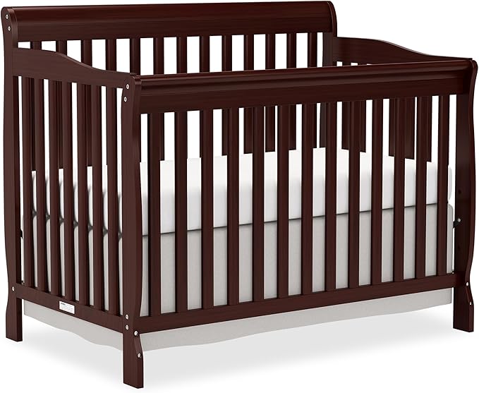 Baby Crib 5-in-1 Convertible, Wooden Cribs Converts to Toddler Bed, Daybed and Full-Size Bed, Nursery Furniture with Non-Toxic Finishes (Espresso)