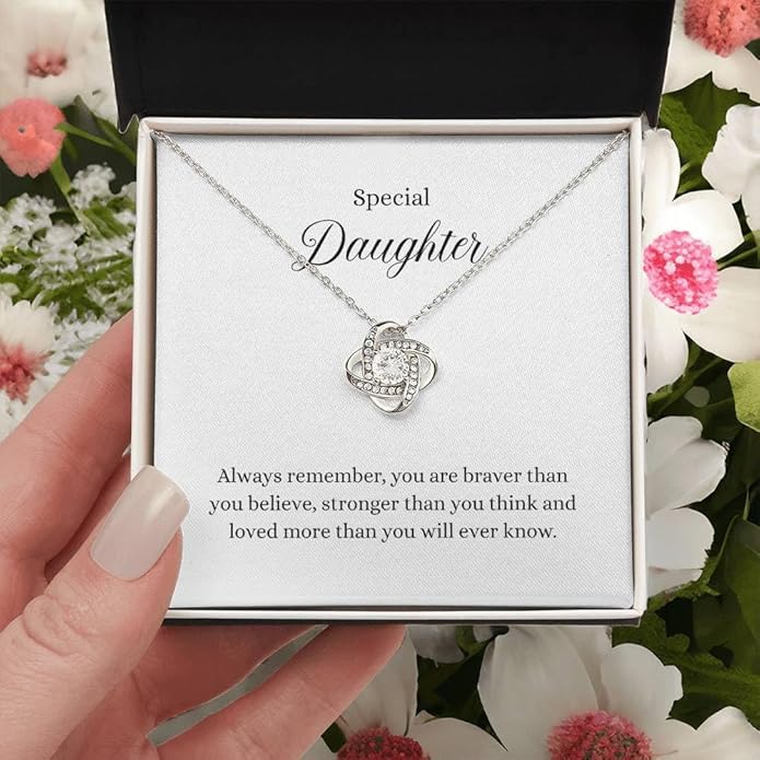 To My Daughter Gift Necklace From Dad or Mom - Badass Daughter Jewelry With Heartfelt Message & Elegant Box