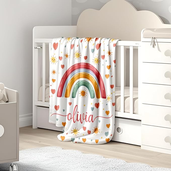 Ship Next Day, Personalized Baby Blanket for Boys Girls - Printed in USA, Custom Baby Blanket with Name Super Soft Plush Flannel, Easter Christmas Brithday Gifts for Baby Shower Kids Toddlers Newborn