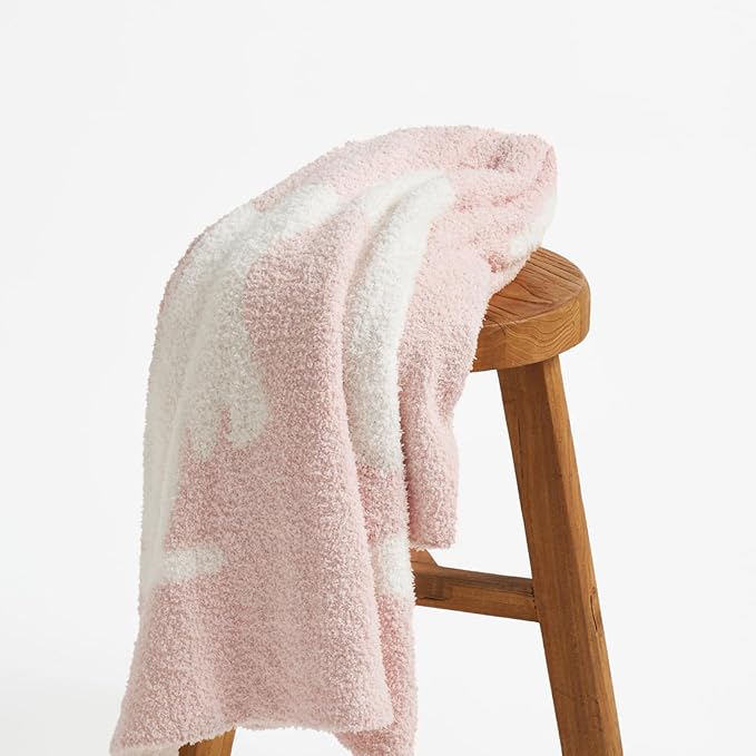 EVERGRACE Soft Plush Baby Blanket for Boys Girls with Print Animal Pattern, Fleece Fuzzy Toddler Nursery Blanket Lightweight Warm Cozy Throw Blanket for Baby Crib, Bed, Bunny, Crystal Pink, 50"x60"