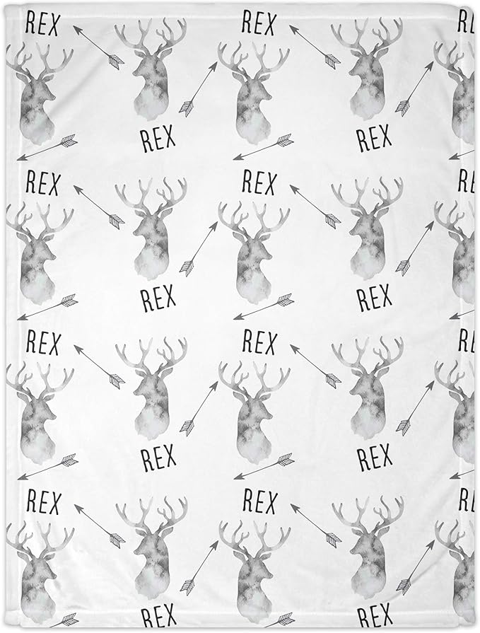 Personalized Deer Kids Blankets for Boys with Name - Kids Boy Throw Blankets Newborn Soft - Custom Throw Blankets for Boys - Deer Baby Blanket