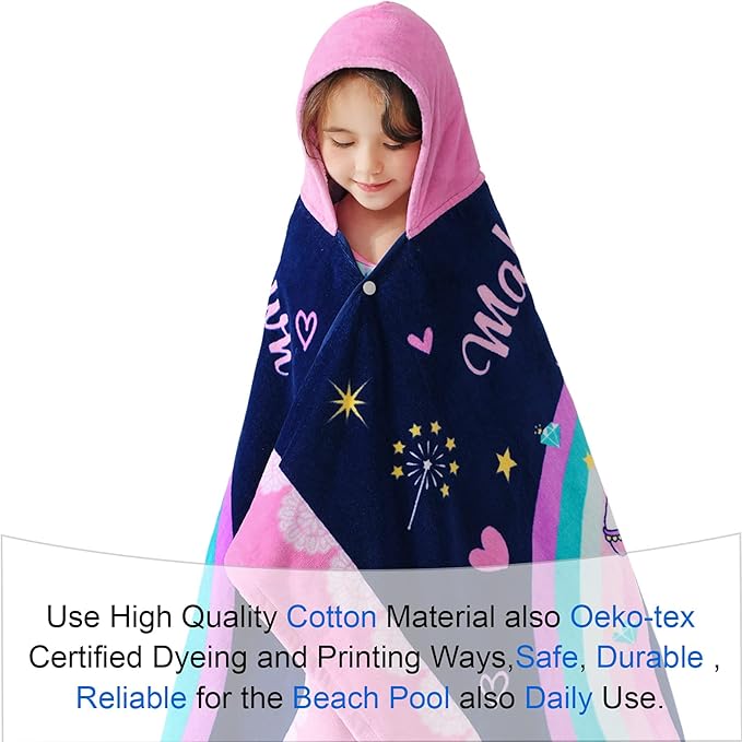 VOOVA & MOVAS Toddler Towels for Girls Age 3-10, 30''X50, Soft Thick Absorbent Cotton Towels for Boys | Perfect for Beach, Pool, Bath, Magic Unicorn