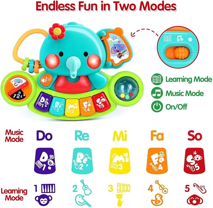 Baby Piano Toy 6 to 12 Months Light Up Music Baby Toys for 0 6 9 12 18 Months Early Learning Educational Piano Keyboard Infant Babies Girl Toy 1 Year Old Boy Girls Gift