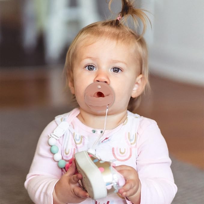 Soother Pacifier,Food Grade Silicone Pacifiers with Handle & 3 Holes for Added Safety, BPA Free, 4-Pack (Sage x2 / Ether x2)