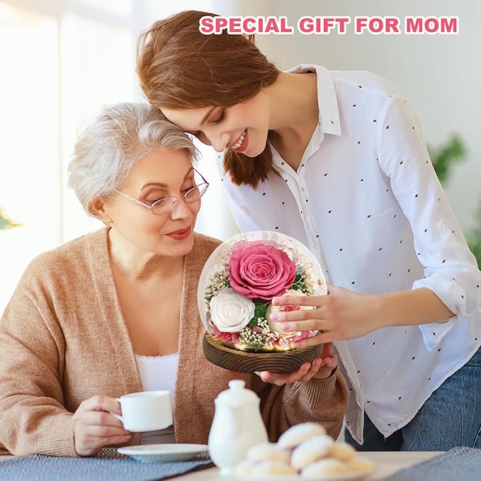 Lujechii Forever Flowers,Flowers for Delivery Prime.Birthday Gifts for Women,Moms, Lovers, Friends, Anniversaries, Preserved Flowers Unique Flower Gifts, Graduation Flower Bouquets (Pink Roses)