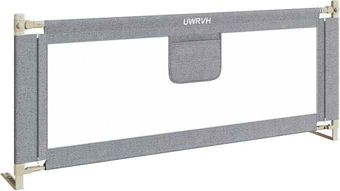 Bed Rails for Toddlers,Toddler Bed Rails,Bed Rail for Baby - Adjustable Height Bed Guard with Child Safety Lock, Universal Fit for King/Full/Twin Beds (Grey, 1 Side 82.5Inch)