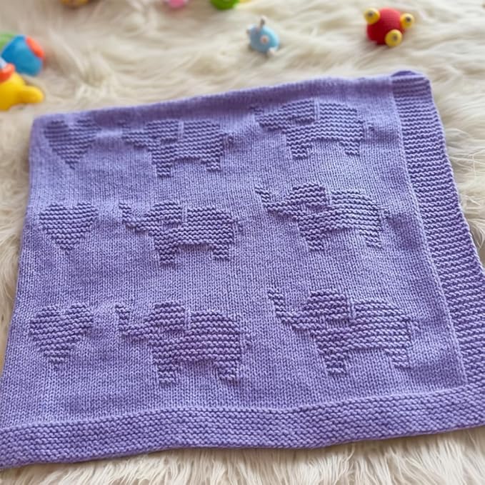 Elephant Baby Knit Blanket – 100% Cotton Soft Receiving Blanket with Cute Elephant Pattern for Newborn Infant Toddler Boy Girl, Lightweight Nursery Crib Stroller Cover Gift