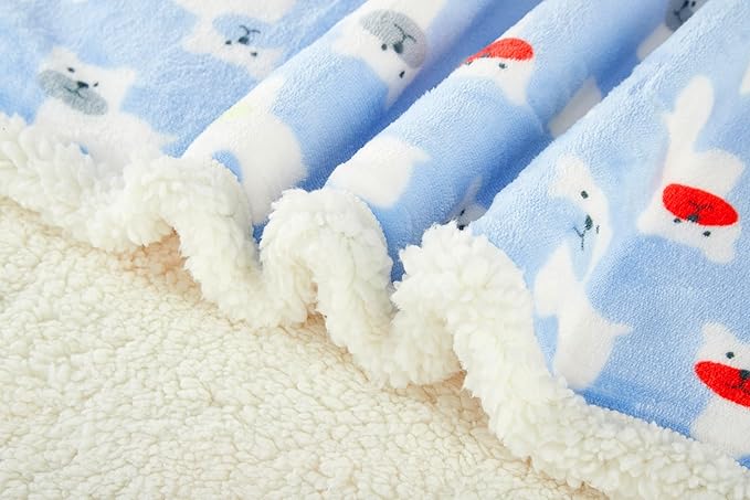 30" x 40" Newborn Blanket Soft Cozy Toddler Lightweight Fuzzy Fluffy Warm Plush Baby Blankets for Infant Toddler Unisex Crib Cot Stroller Unisex (Blue Bear)