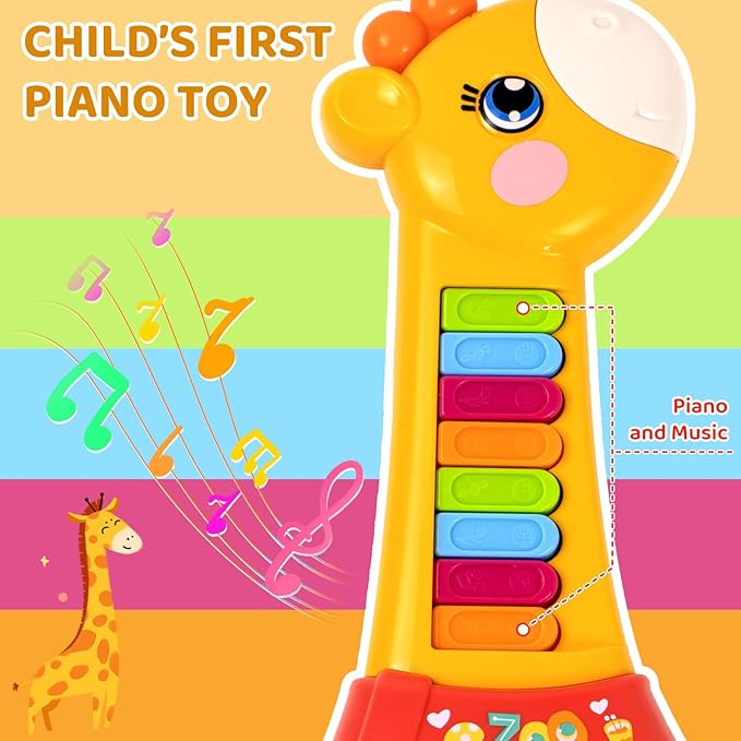 Marstone Toys for 1 2 Year Old Boy and Girl Birthday Gift: Baby Musical Guitar Piano Toys 12-18 Month with Animal Sound and Light, 1st First Learning Educational Gift for Toddlers Birthday, Christmas