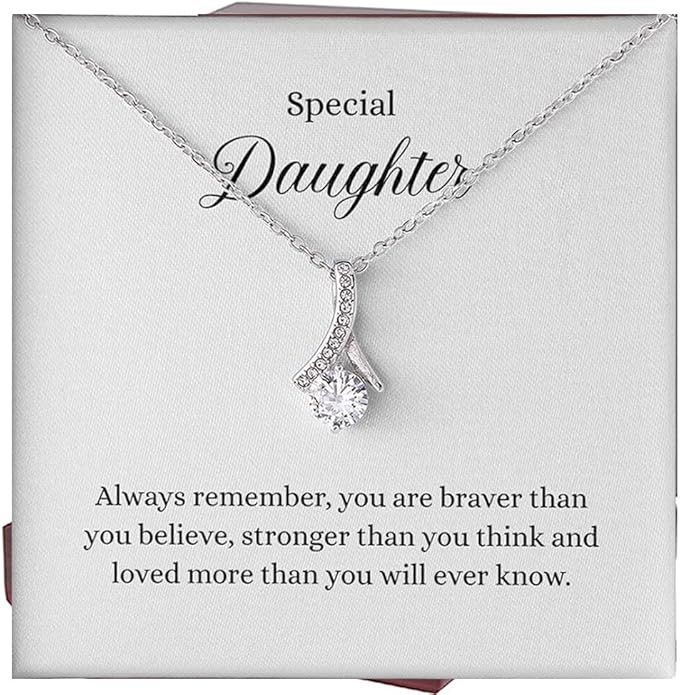 To My Daughter Gift Necklace From Dad or Mom - Badass Daughter Jewelry With Heartfelt Message & Elegant Box