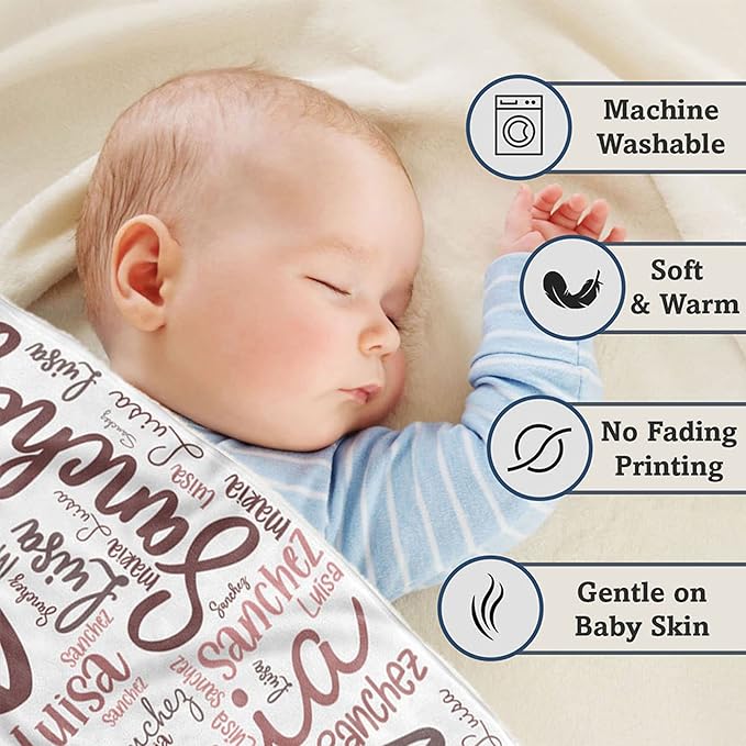 Arteaga Personalized Baby Blanket for Girls, Customized Word Art Name for Newborn, New Mom, Super Soft Plush Fleece, 30''x40'', King