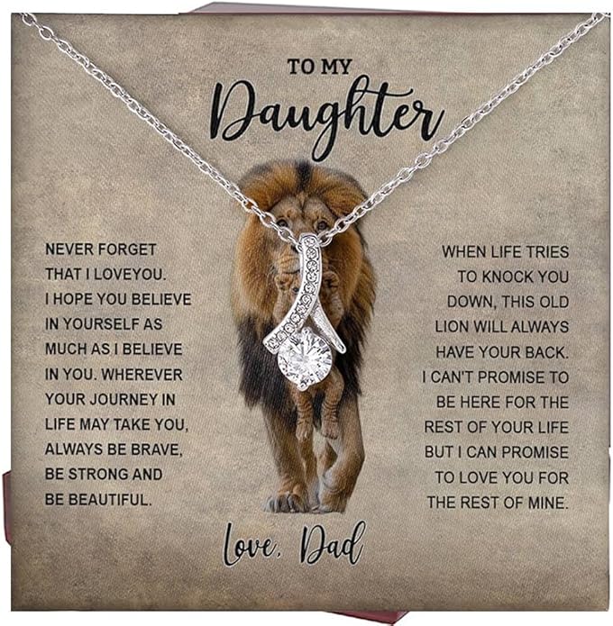 To My Daughter Gift Necklace From Dad or Mom - Badass Daughter Jewelry With Heartfelt Message & Elegant Box