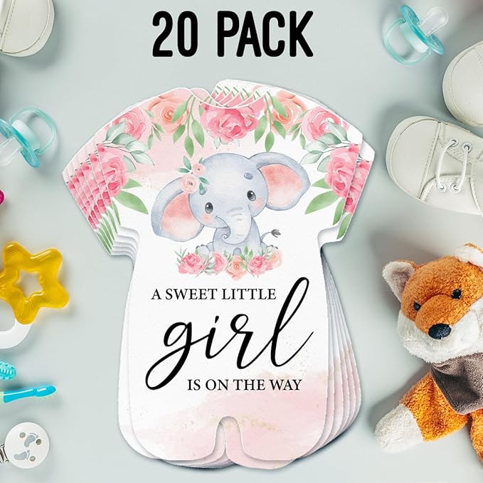 LyoGao Elephant Baby Shower Invitations for Girl - Floral Elephant Theme Baby Shower Party Fill in Invites Cards With Envelopes (20 Pack)