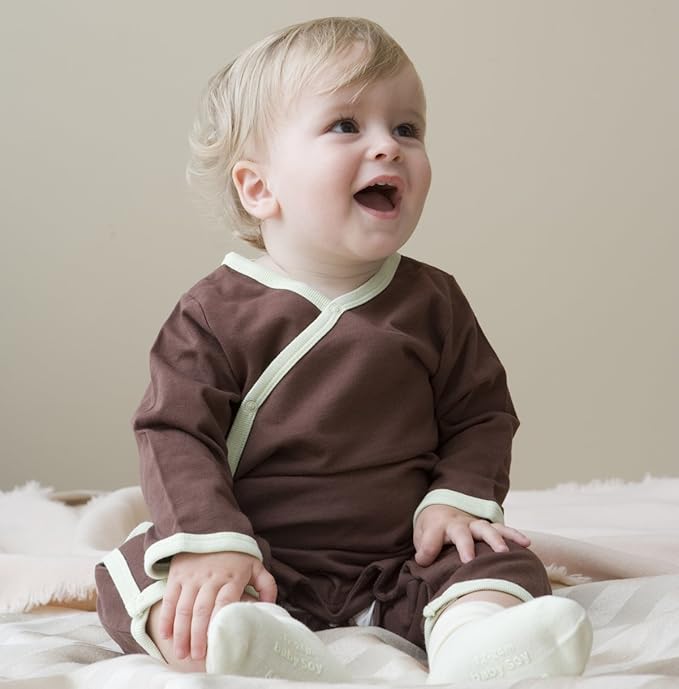 Babysoy Newborn Baby Unisex Kimono Side Snap Long Sleeve Onepiece Romper Coverall