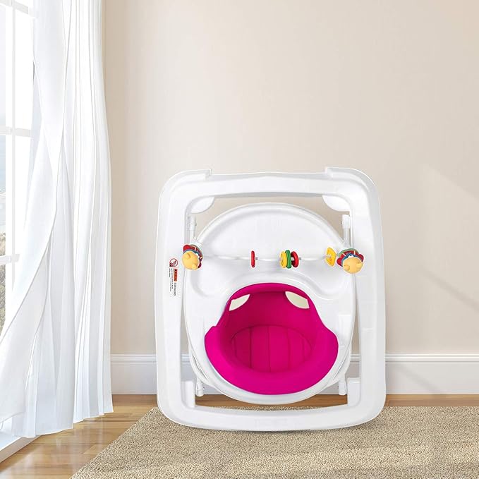HONEY JOY Baby Walker, Foldable Push Walker Toy-Seated & Walk-Behind with Wheels, Interactive Piano & Pedants, Adjustable Height & & Speed, Padded Seat, Baby Walkers for Boys Girls(Pink)