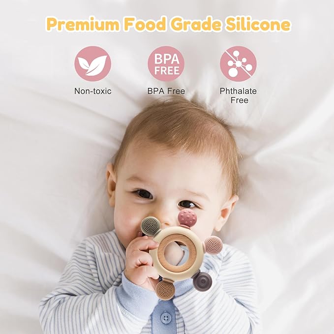 Baby Teething Toys for 0-6 6-12 Months, BPA Free Teether Sensory Toys for Babies 0 3 6 9 12 18 Months, Newborn Infant Toys Gifts for 1 One Year Old Baby Boys Girls
